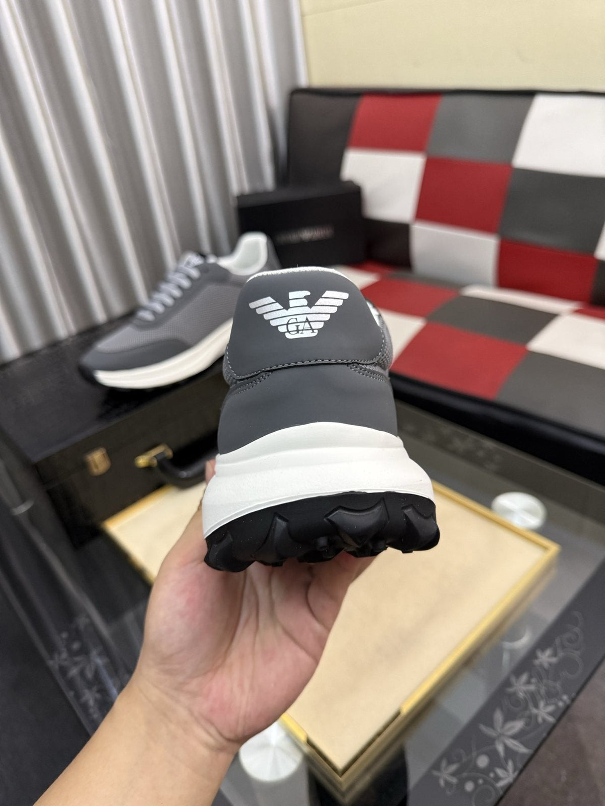 Armani Textured Low-Top Sneakers — back