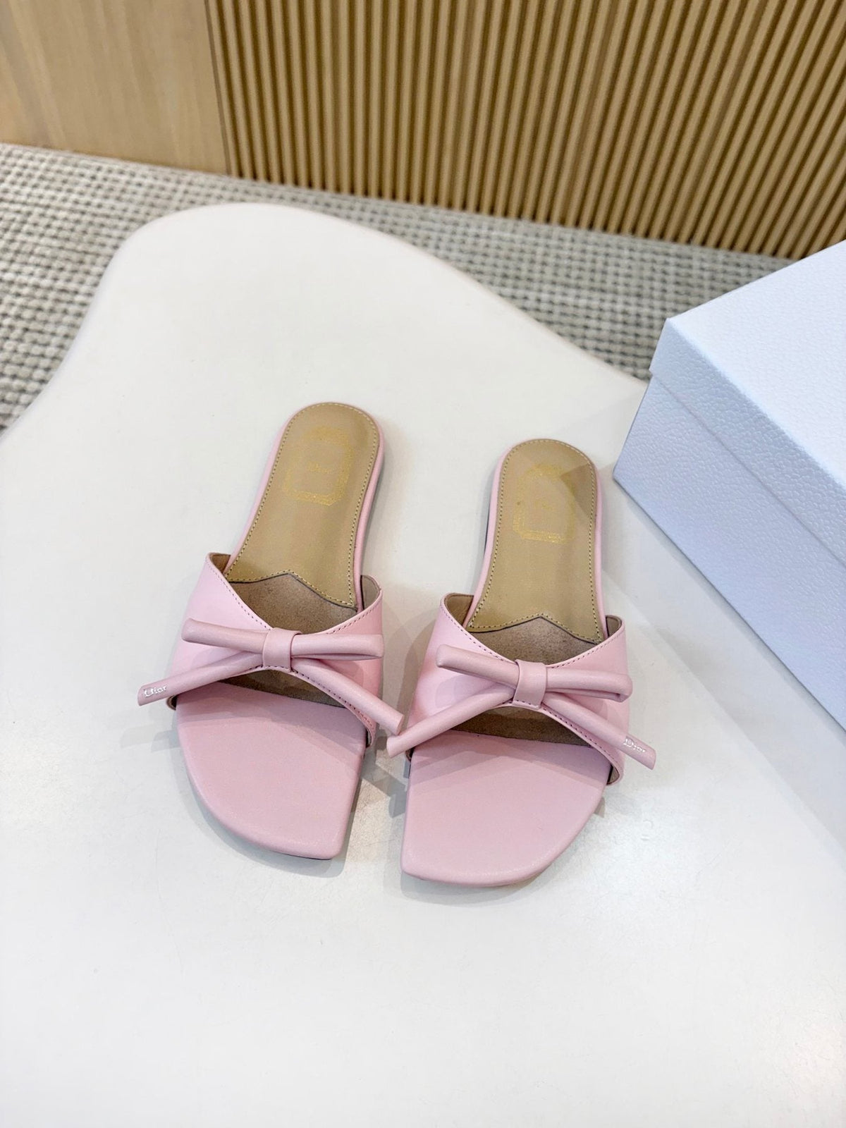 Dior Bow-Detail Slide Sandals — front