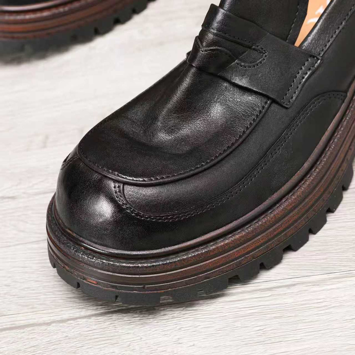 Dior Leather Moc-Toe Loafers — detail