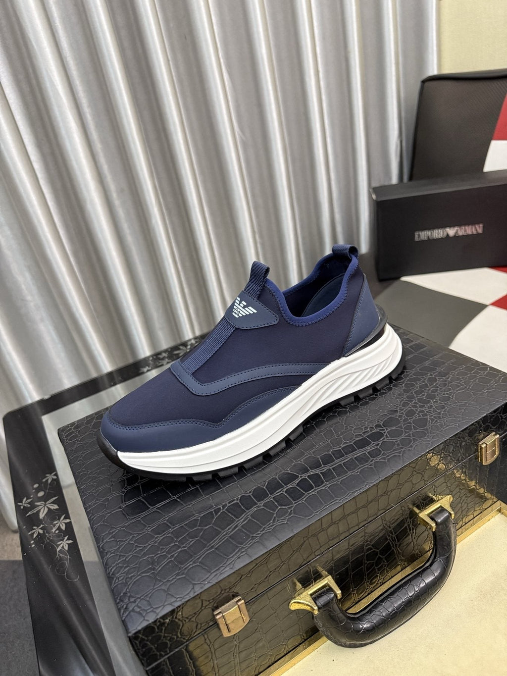Armani Layered Slip-On Sneakers — front