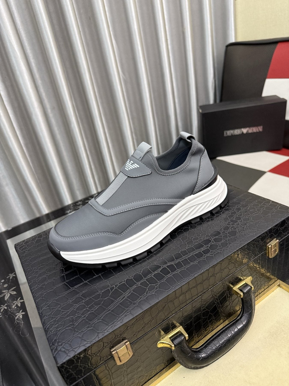Armani Layered Slip-On Sneakers — front