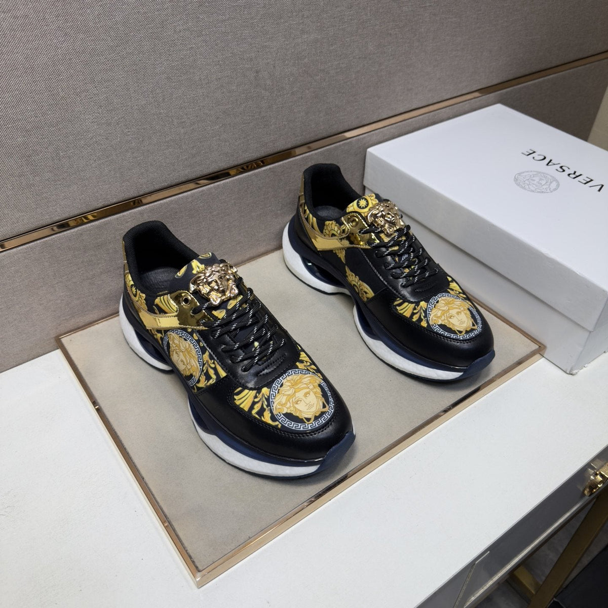 Versace Gold-Panel Low-Top Sneakers — hero