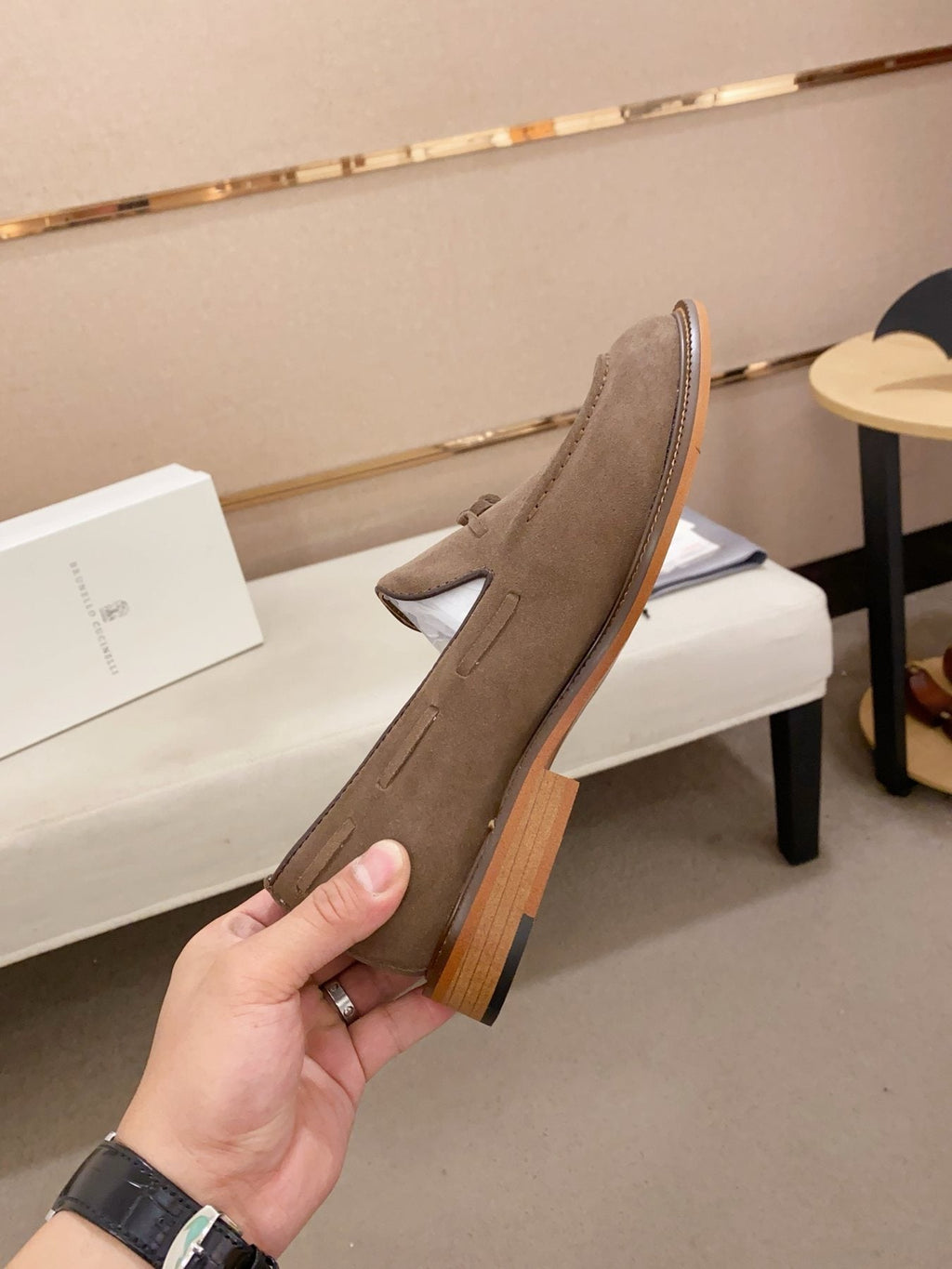 Brunello Cucinelli Suede Tassel Loafers — side