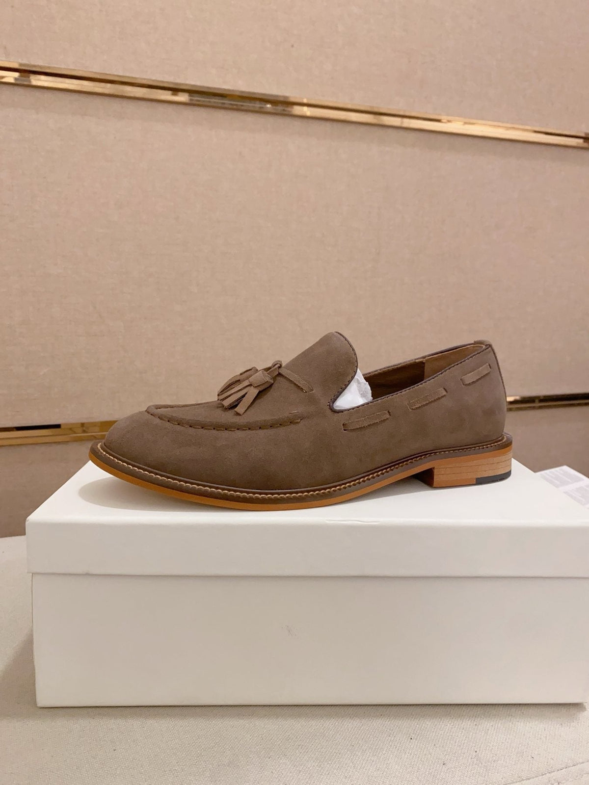 Brunello Cucinelli Suede Tassel Loafers — front