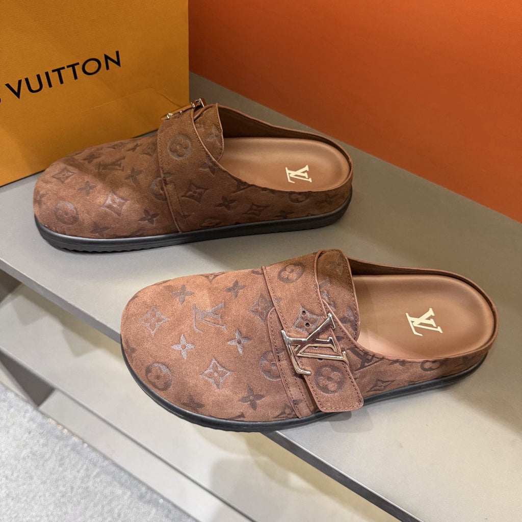 Louis Vuitton Monogram Buckle Mules — front