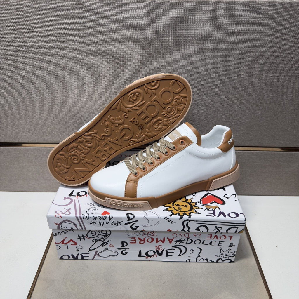 Dolce & Gabbana White Black Low-Top Sneakers — back