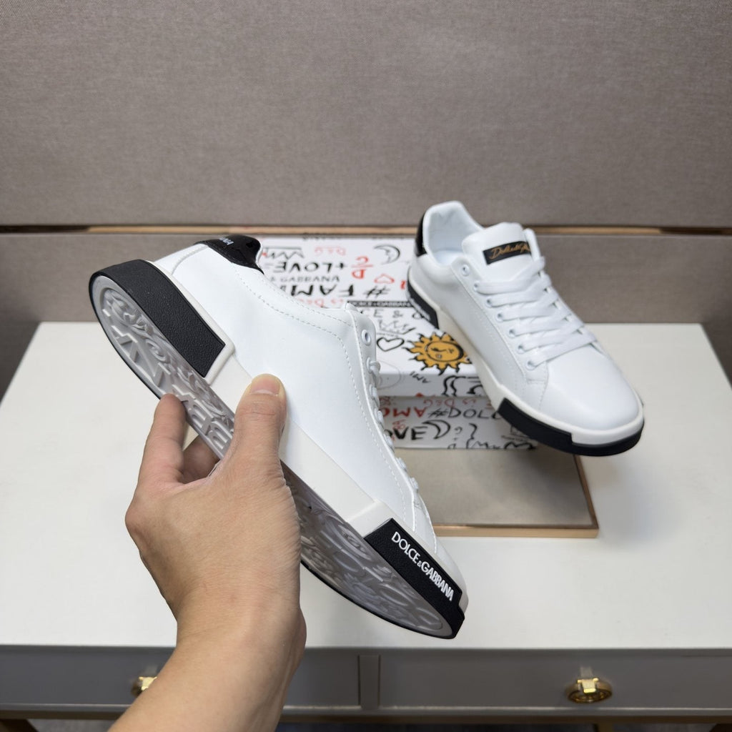 Dolce & Gabbana White Black Low-Top Sneakers — detail