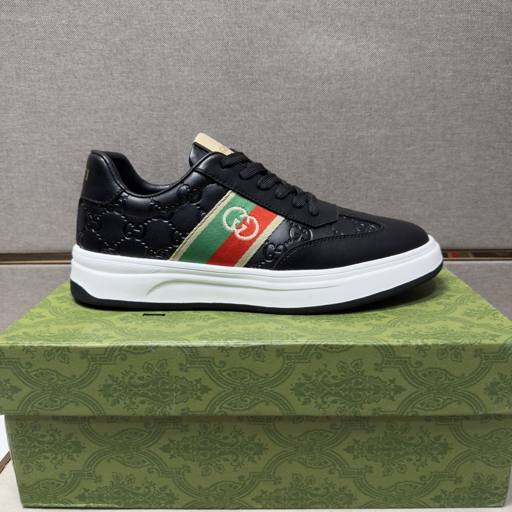 Gucci Green-Red Stripe Low-Top Sneakers — side