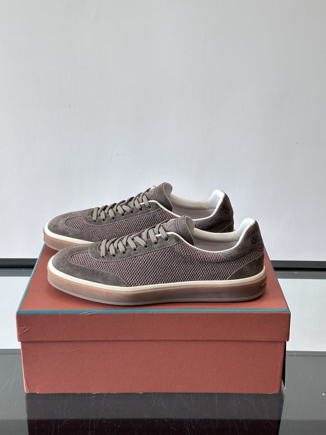 Loro Piana Black Cream Sole Sneakers — side