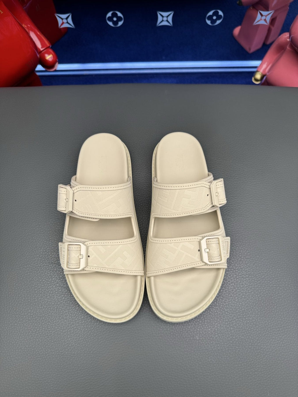 Fendi Two-Buckle Slide Sandals — front