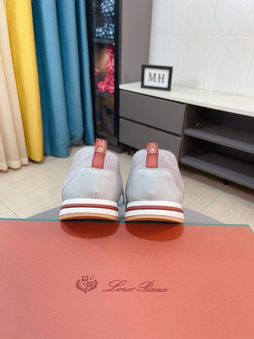 Loro Piana Knit Lace-Up Sneakers — back