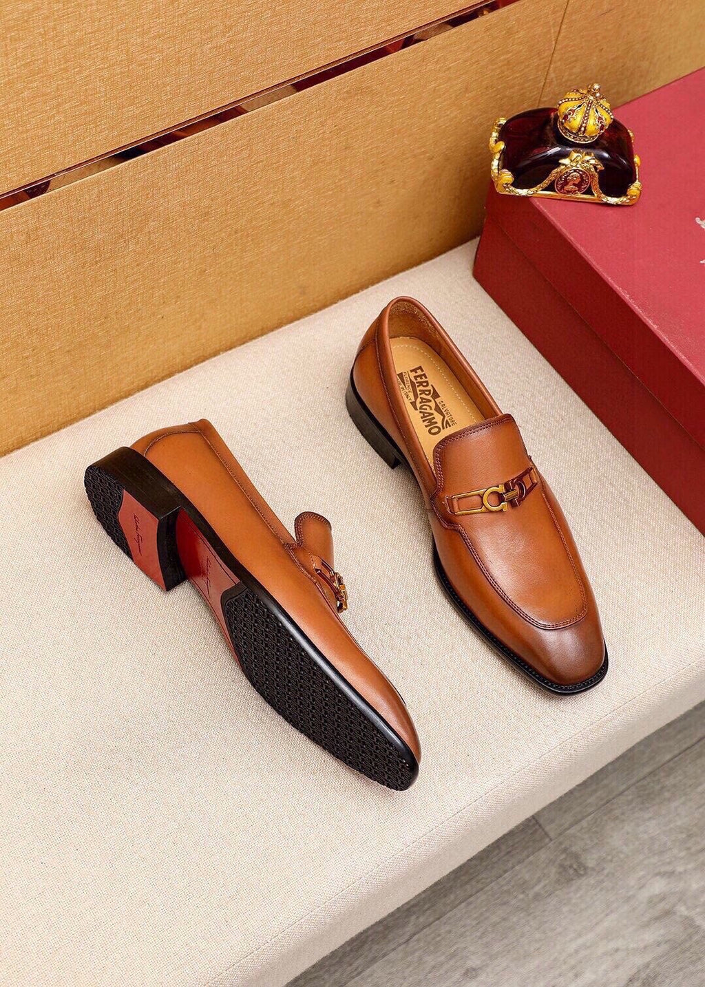 Ferragamo Leather Hardware Loafers — model