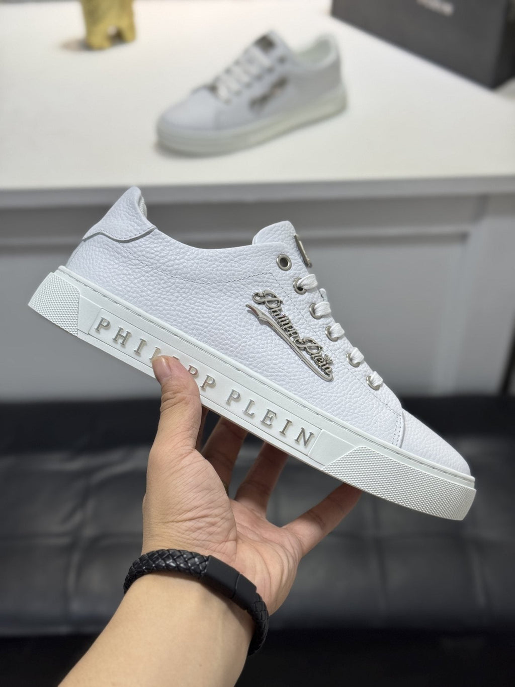 Philipp Plein Navy Low-Top Sneakers — side