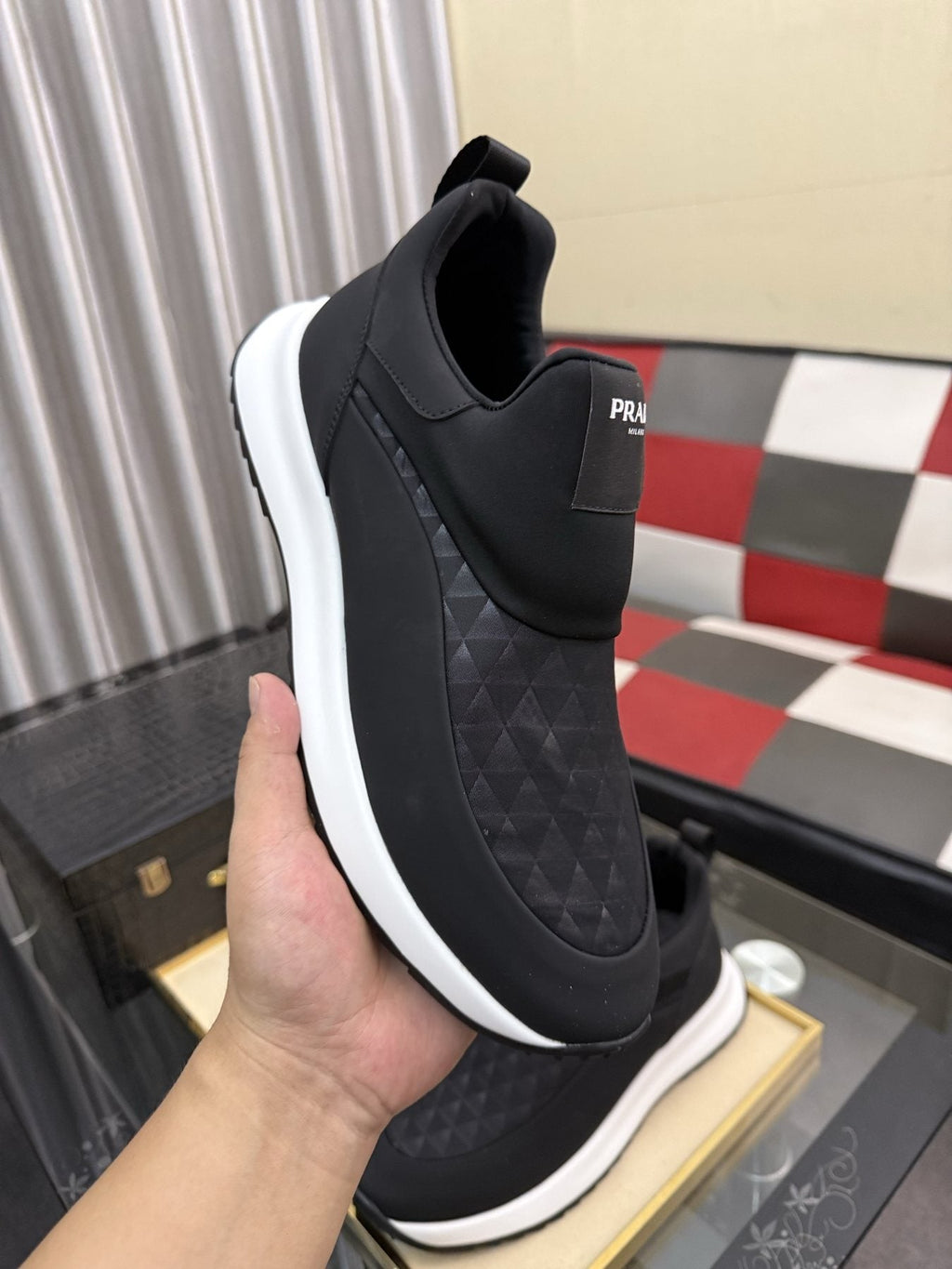 Prada Textured Slip-On Sneakers — side
