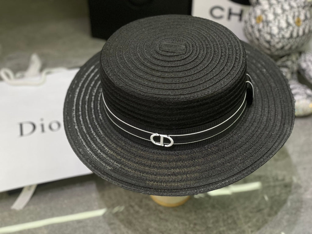 Dior Linen Flat Cap - Black / White